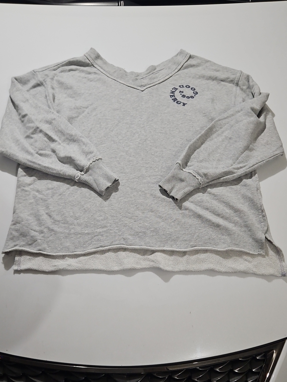 Arie Women's Grey 'Good Energy' Pullover Sweatshirt Sz S